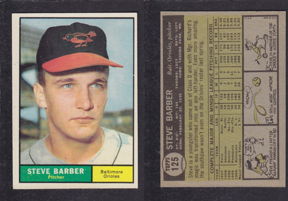 1962  TOPPS BASEBALL CARD #125  S. BARBER photo