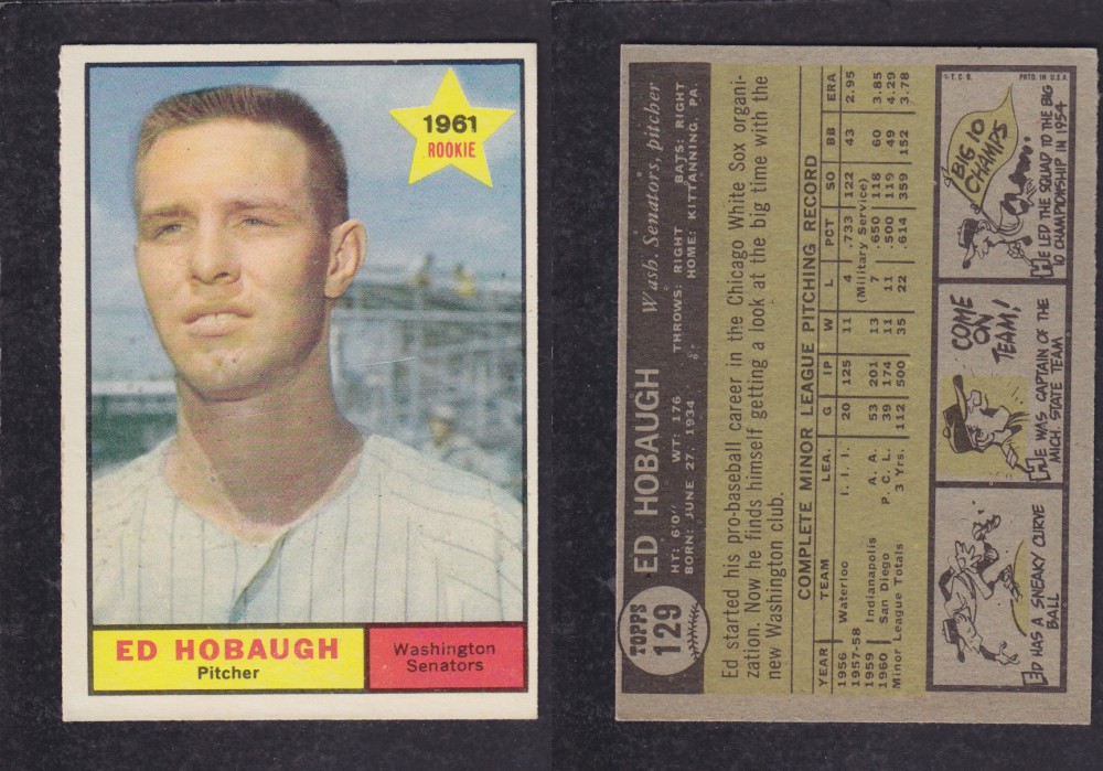 1962  TOPPS BASEBALL CARD #129  E. HOBAUGH photo