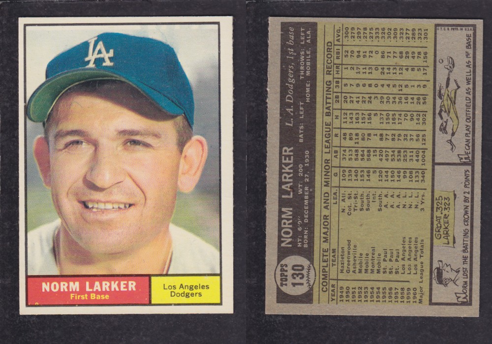 1962  TOPPS BASEBALL CARD #130  N. LARKER photo