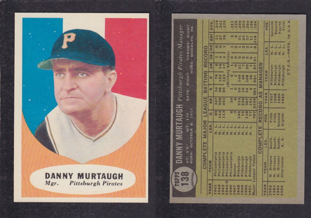 1962  TOPPS BASEBALL CARD #138  D. MURTAUGH photo