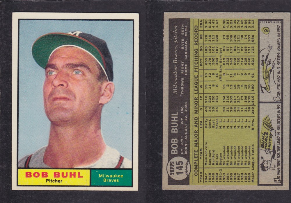 1962  TOPPS BASEBALL CARD #145  B. BUHL photo