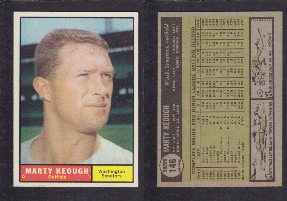 1962  TOPPS BASEBALL CARD #146  M. KEOUGH photo