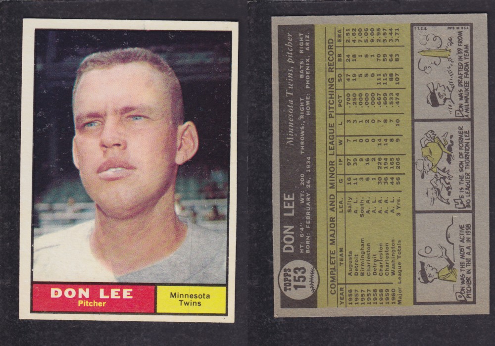 1962  TOPPS BASEBALL CARD #153  D. LEE photo