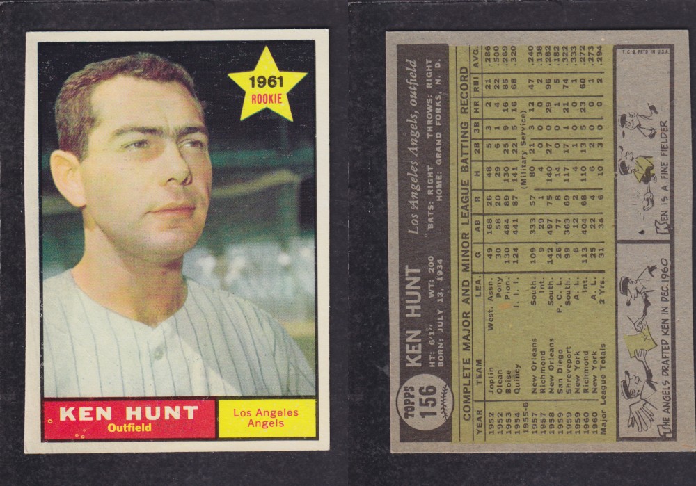 1962  TOPPS BASEBALL CARD #156  K. HUNT photo