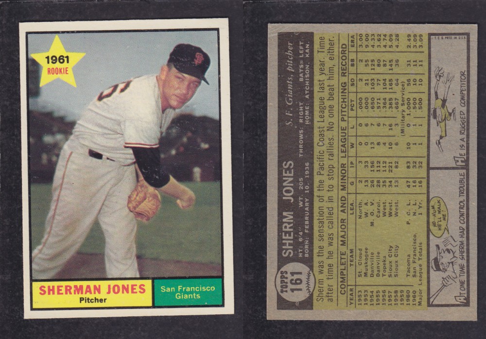 1962  TOPPS BASEBALL CARD #161  S. JONES photo