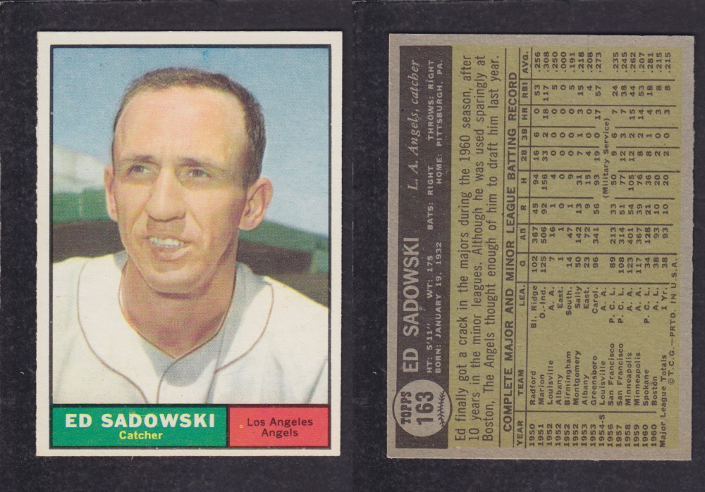 1962  TOPPS BASEBALL CARD #163  E. SADOWSKI photo