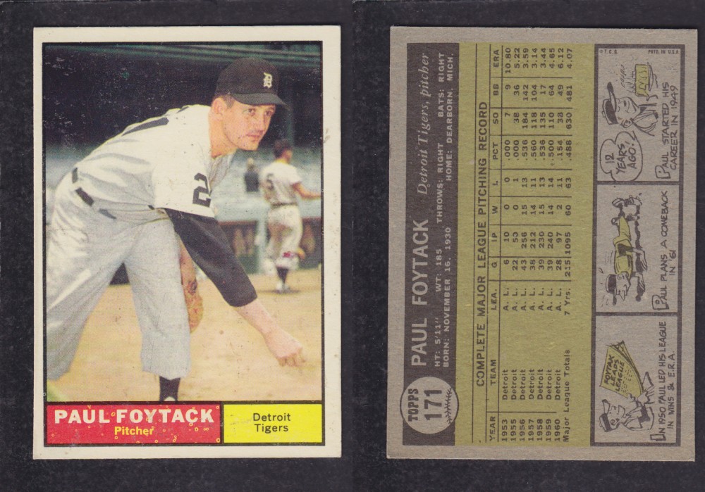 1962  TOPPS BASEBALL CARD #171  P. FOYTACK photo