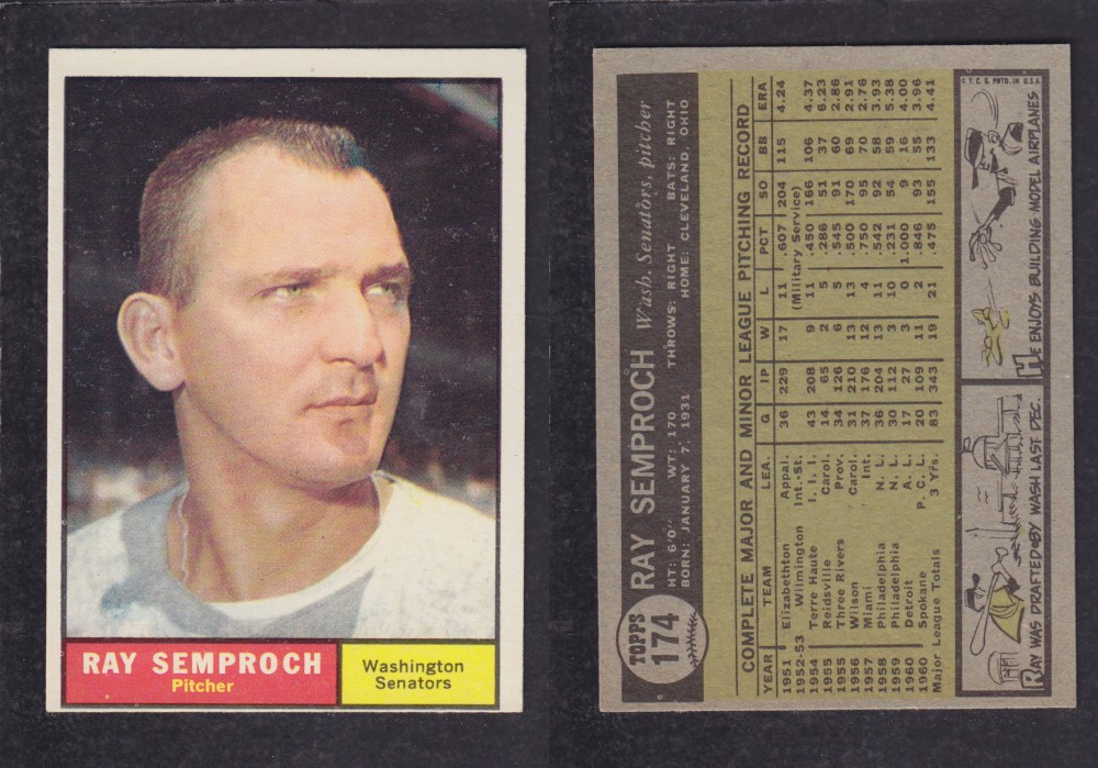 1962  TOPPS BASEBALL CARD #174  R. SEMPROCH photo