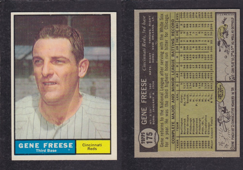 1962  TOPPS BASEBALL CARD #175  G. FREESE photo