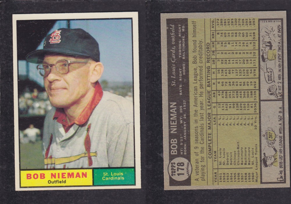 1962  TOPPS BASEBALL CARD #178  B. NIEMAN photo