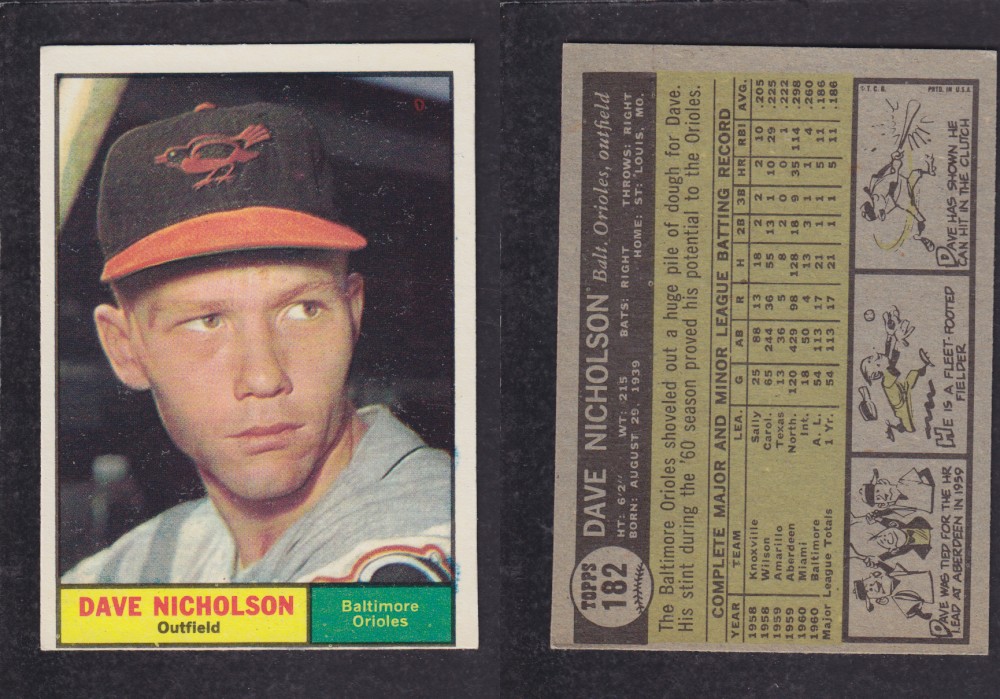 1962  TOPPS BASEBALL CARD #182  D. NICHOLSON photo