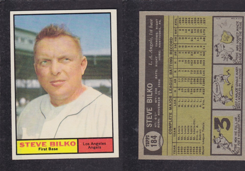 1962  TOPPS BASEBALL CARD #184  S. BILKO photo