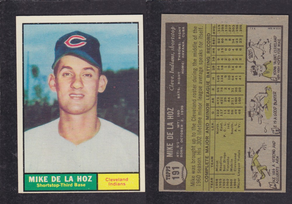 1962  TOPPS BASEBALL CARD #191  M. DE LA HOZ photo