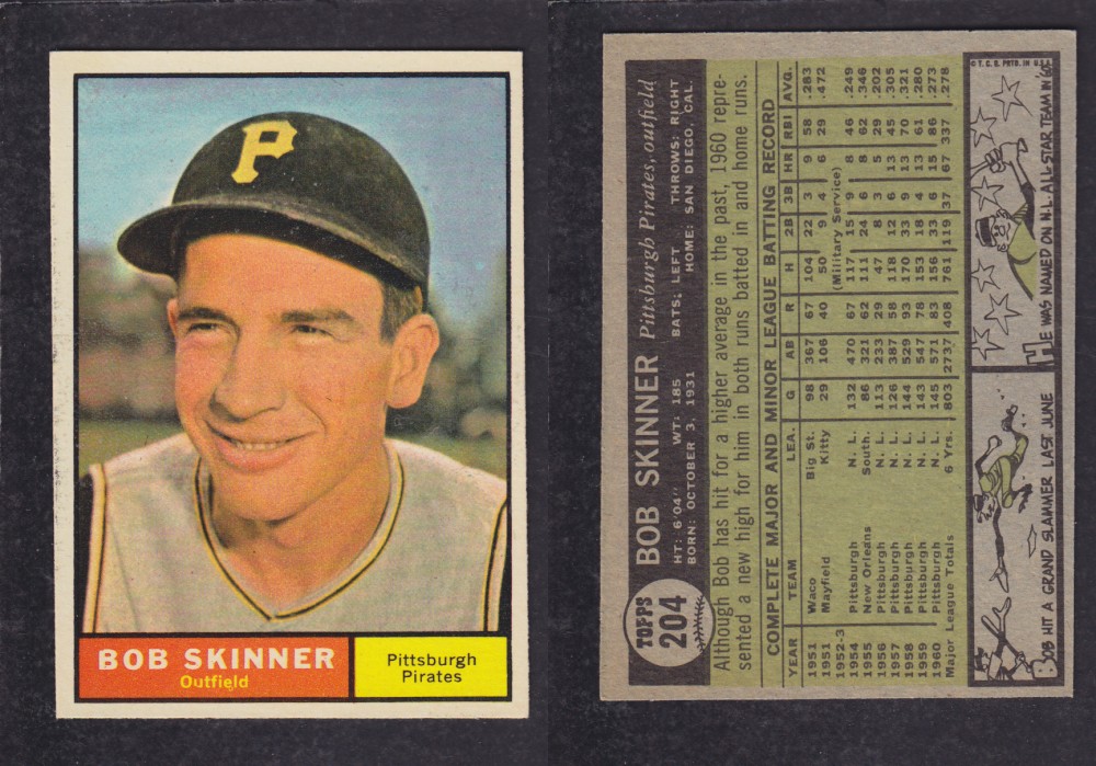 1962  TOPPS BASEBALL CARD #204  B. SKINNER photo