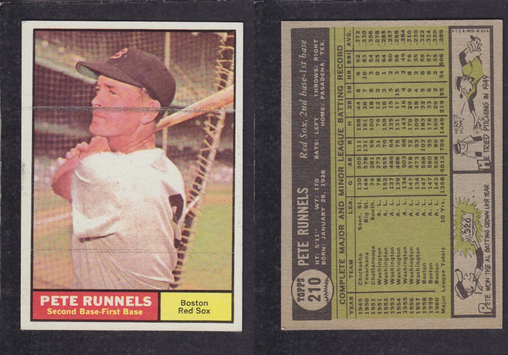 1962  TOPPS BASEBALL CARD #210  P. RUNNELS photo