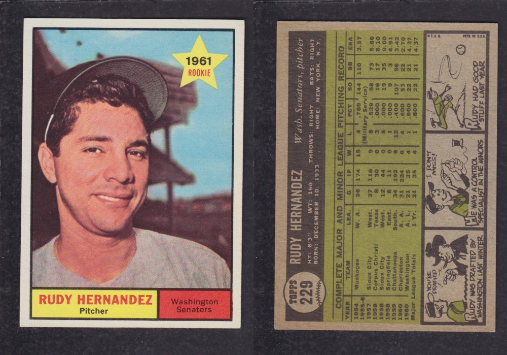 1962  TOPPS BASEBALL CARD #229  R. HERNANDEZ photo