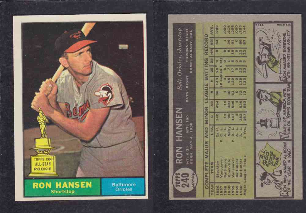 1962  TOPPS BASEBALL CARD #240  R. HANSEN photo