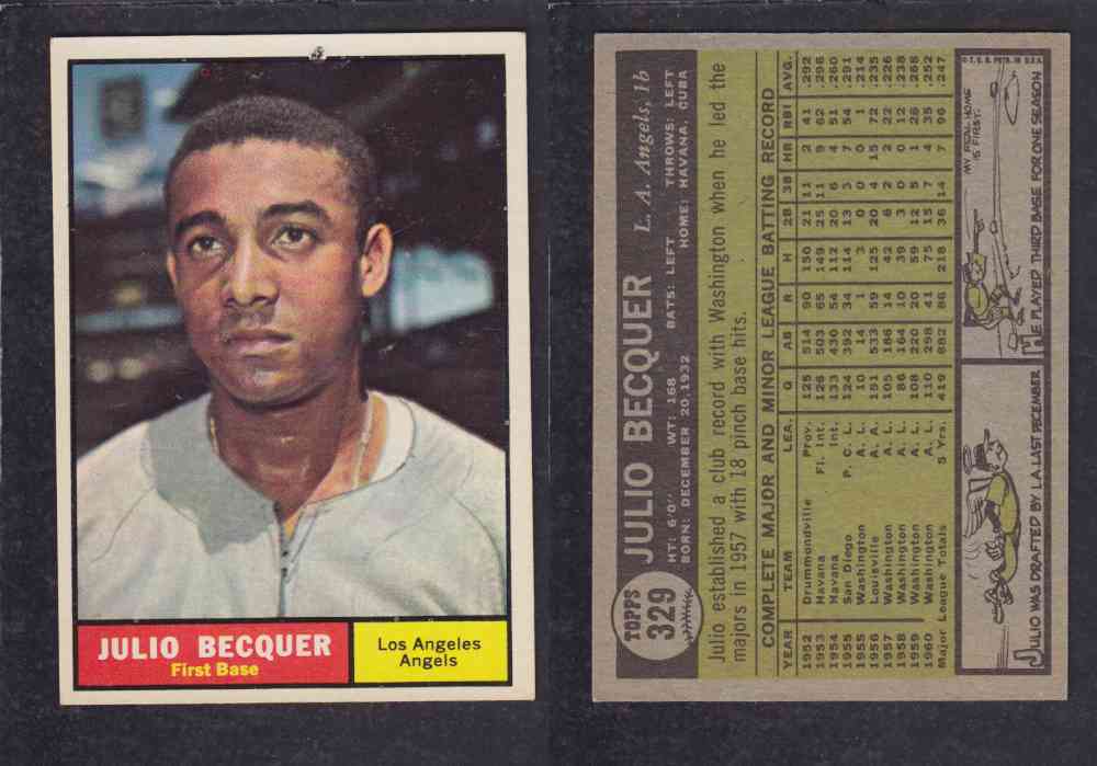 1961 TOPPS BASEBALL CARD #329  J. BECQUER photo