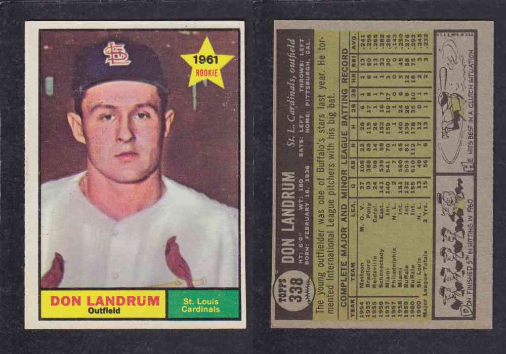 1961 TOPPS BASEBALL CARD #338  D. LANDRUM photo