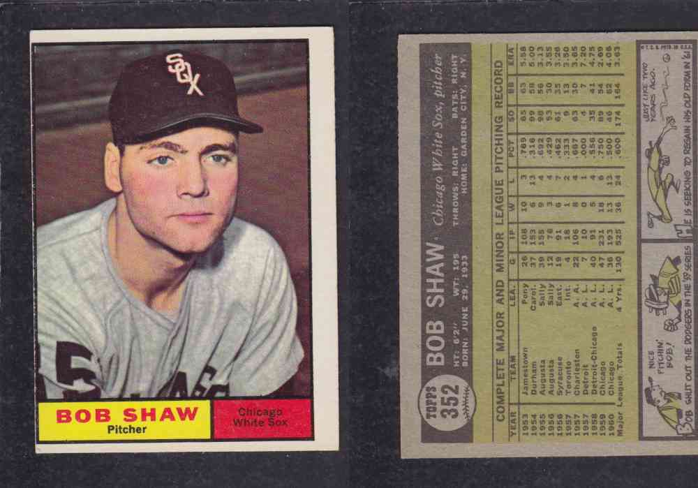 1961 TOPPS BASEBALL CARD #352  B. SHAW photo