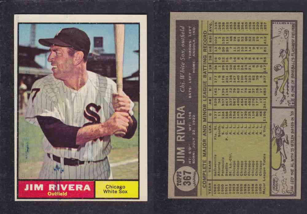 1961 TOPPS BASEBALL CARD #367  J. RIVERA photo