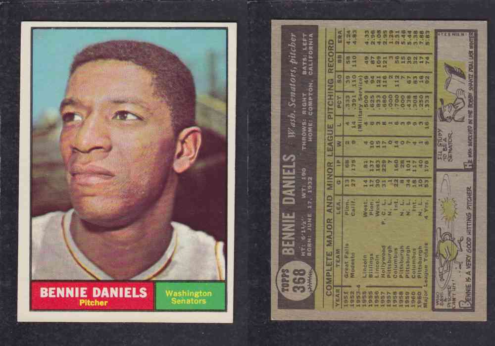 1961 TOPPS BASEBALL CARD #368  B. DANIELS photo