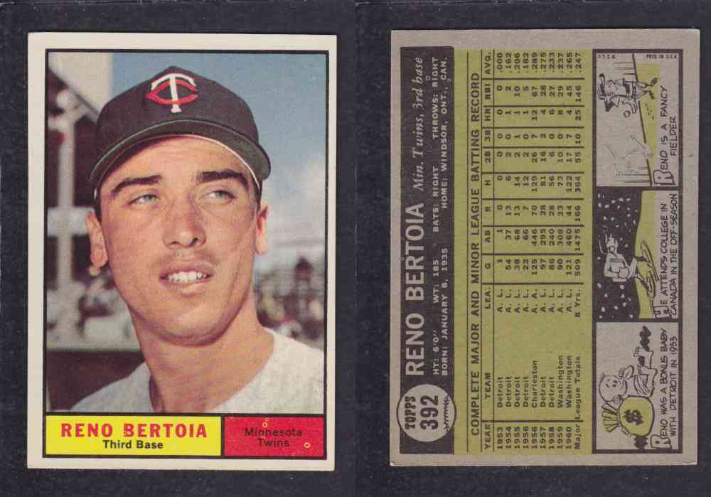 1961 TOPPS BASEBALL CARD #392  R. BERTOIA photo