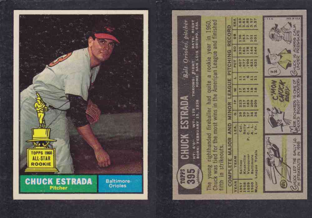 1961 TOPPS BASEBALL CARD #395  C. ESTRADA photo