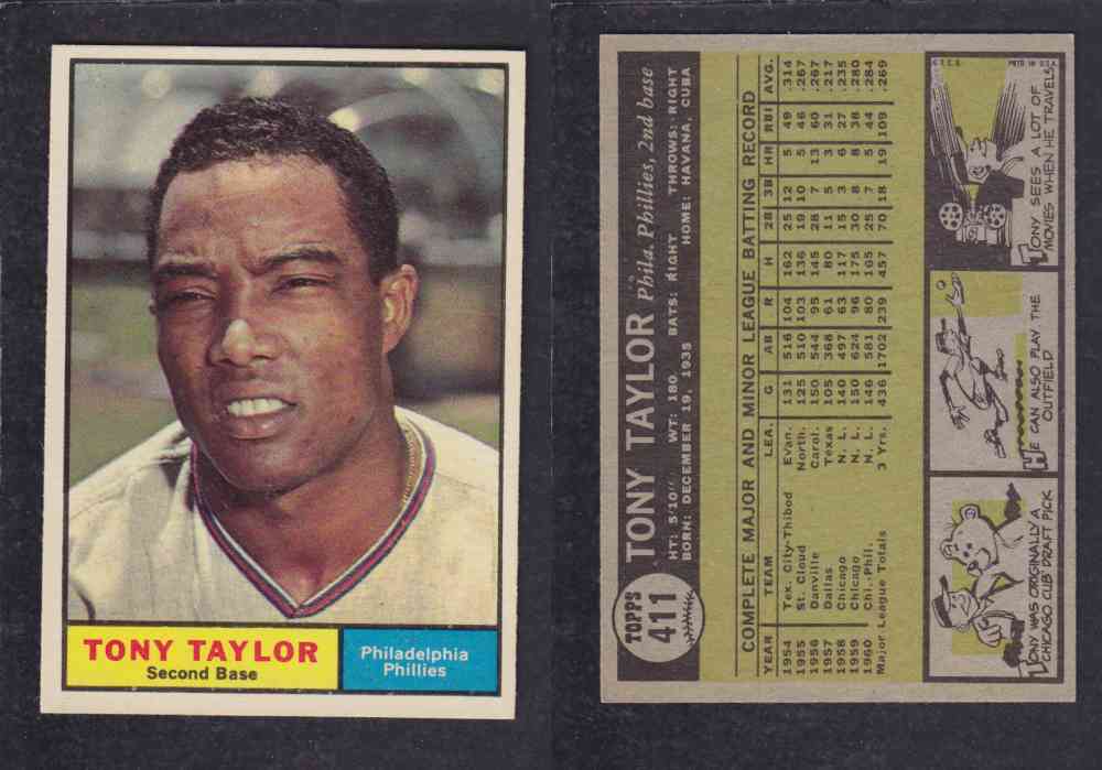 1961 TOPPS BASEBALL CARD #411  T. TAYLOR photo