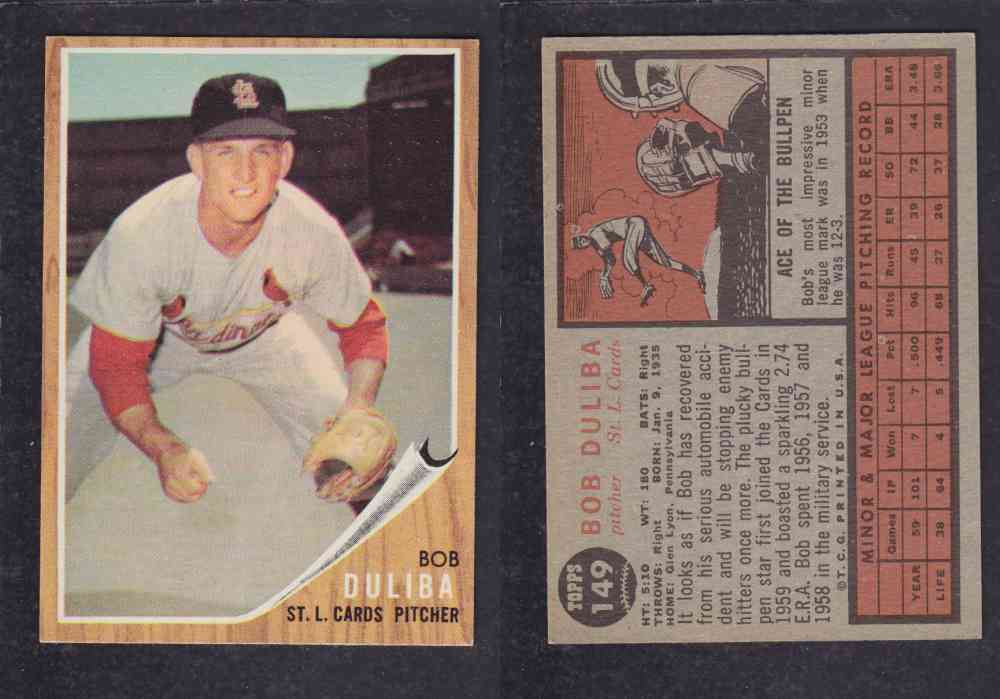 1962  TOPPS BASEBALL CARD #149  B. DULIBA photo