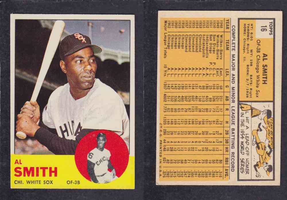 1963  TOPPS BASEBALL CARD  #16  A. SMITH photo