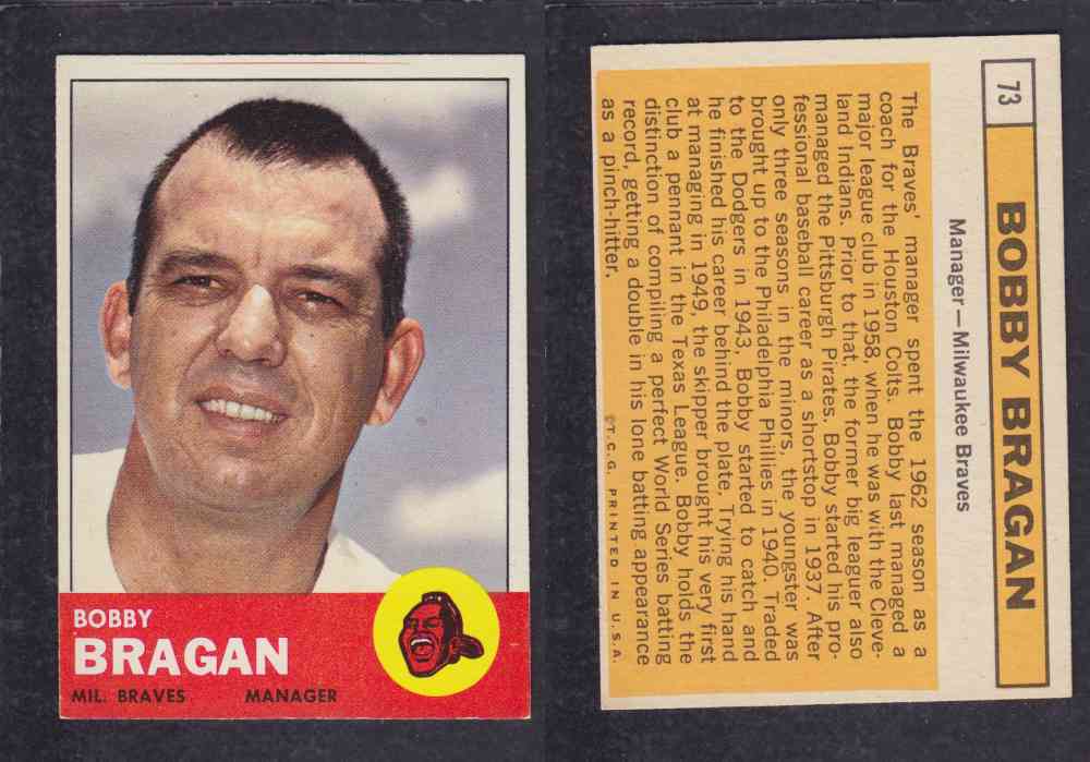 1963  TOPPS BASEBALL CARD  #73  B. BRAGAN photo