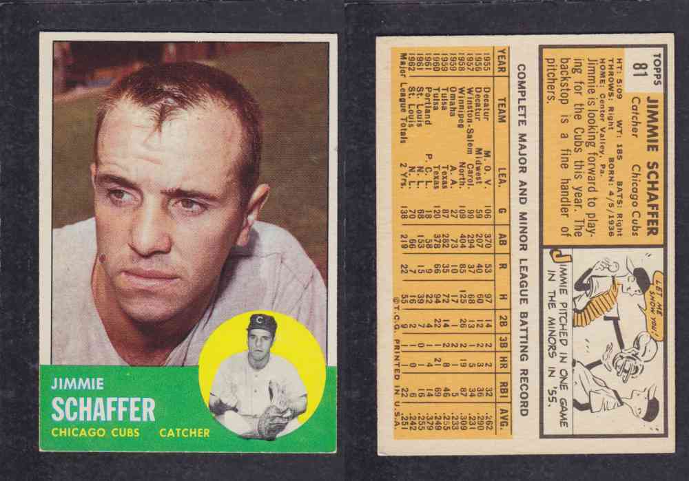 1963  TOPPS BASEBALL CARD  #81  J. SCHAFFER photo