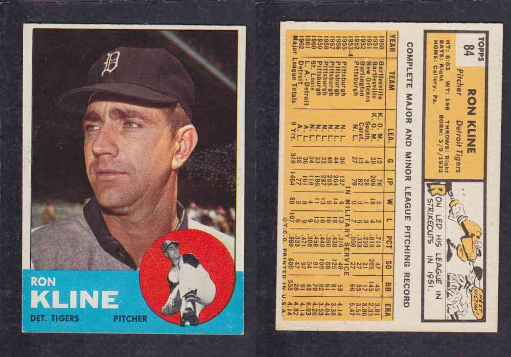 1963  TOPPS BASEBALL CARD  #84  R. KLINE photo