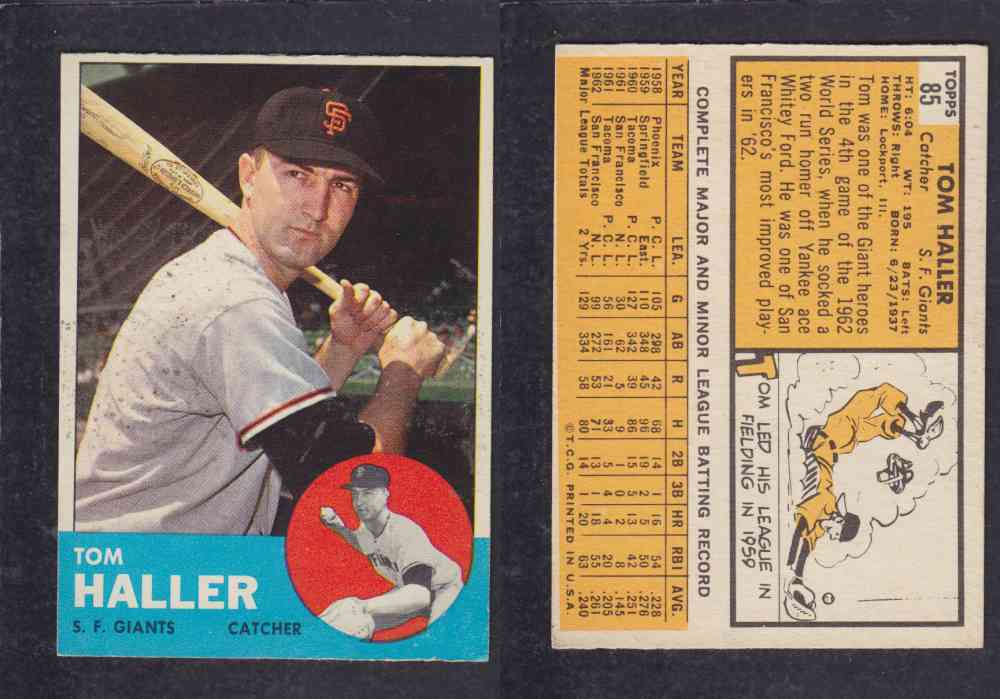 1963  TOPPS BASEBALL CARD  #85  T. HALLER photo