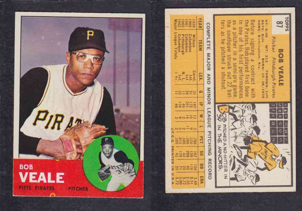 1963  TOPPS BASEBALL CARD  #87  B. VEALE photo