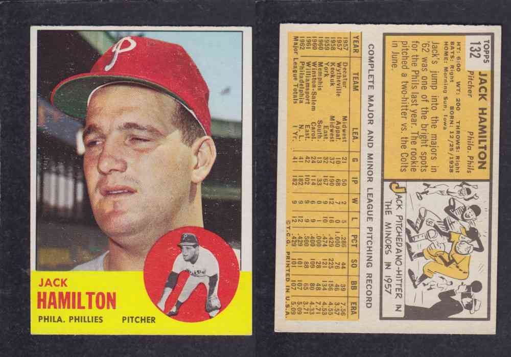 1963  TOPPS BASEBALL CARD  #132  J. HAMILTON photo