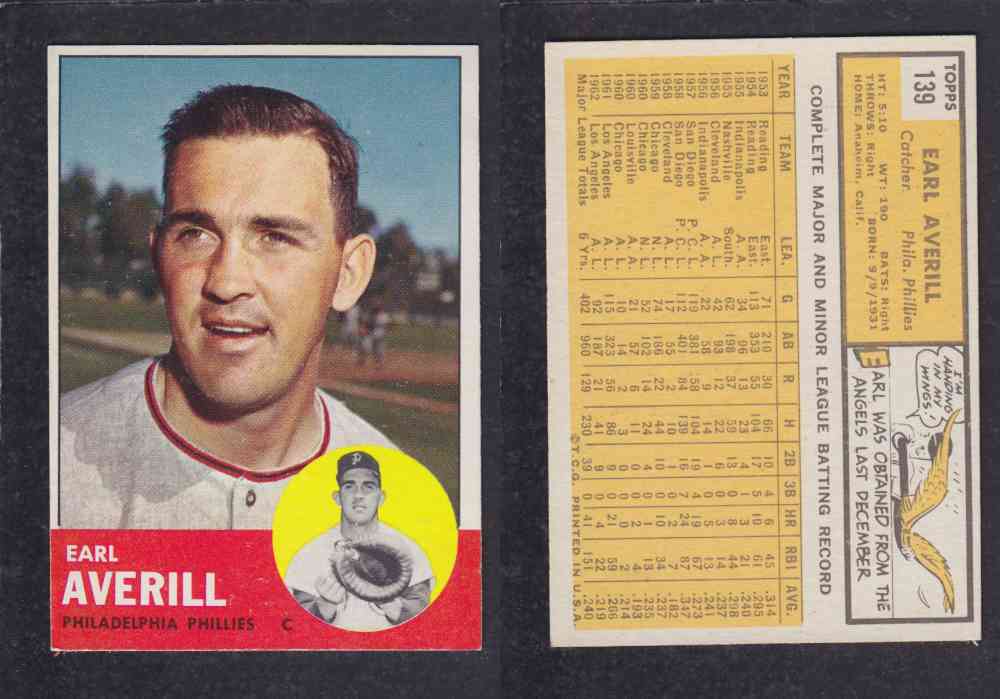 1963  TOPPS BASEBALL CARD  #139  E. AVERILL photo