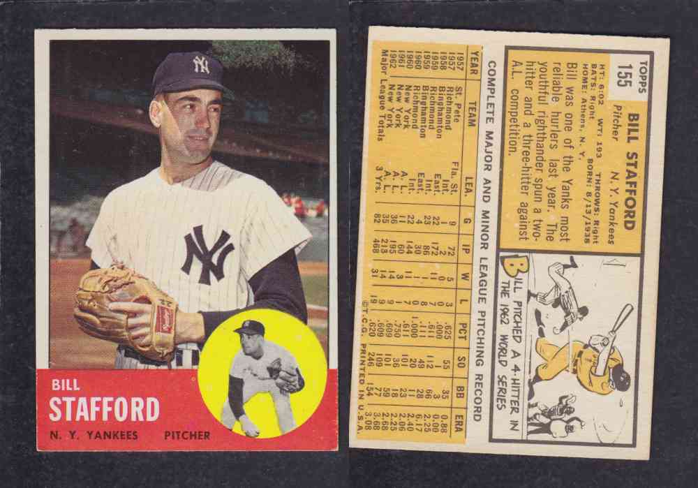 1963  TOPPS BASEBALL CARD  #155  B. STAFFORD photo