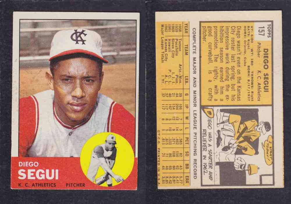 1963  TOPPS BASEBALL CARD  #157  D. SEGUI photo