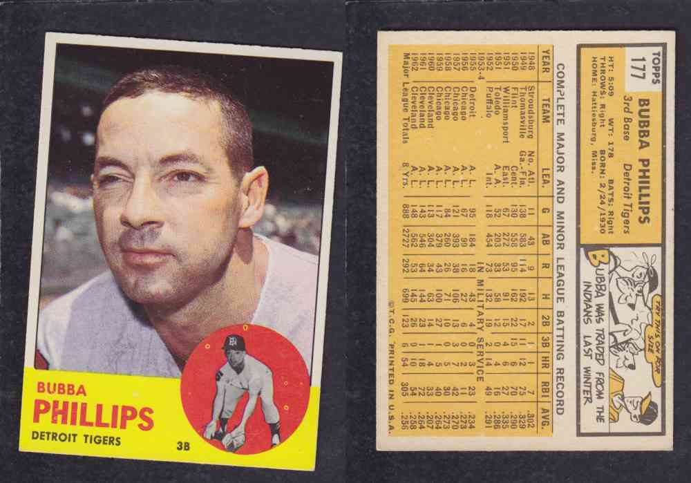 1963  TOPPS BASEBALL CARD  #177  B. PHILLIPS photo