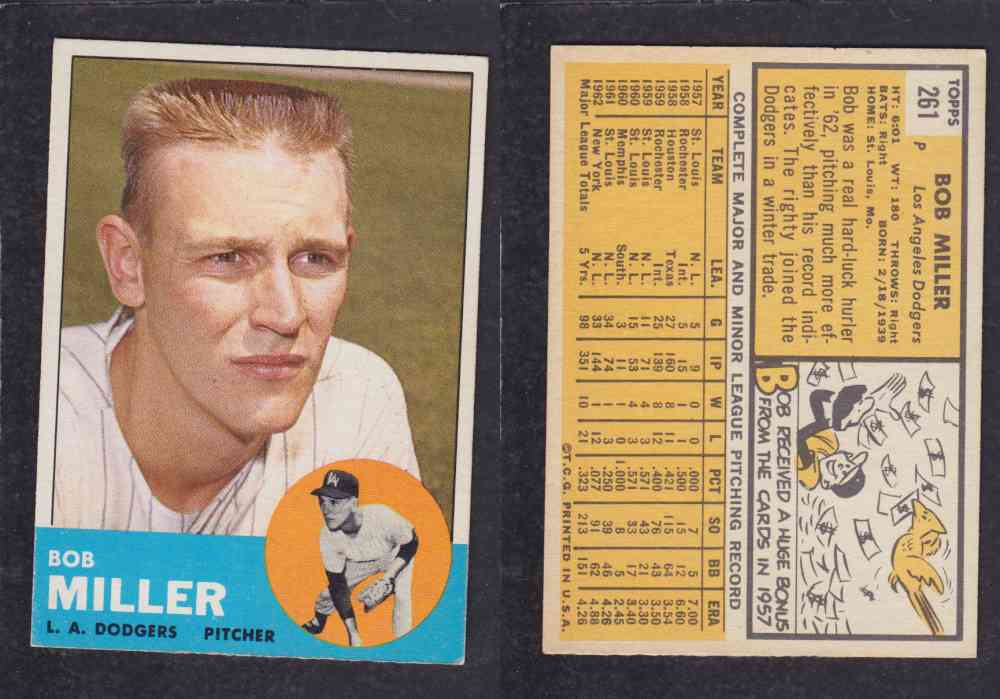 1963  TOPPS BASEBALL CARD  #261  B. MILLER photo