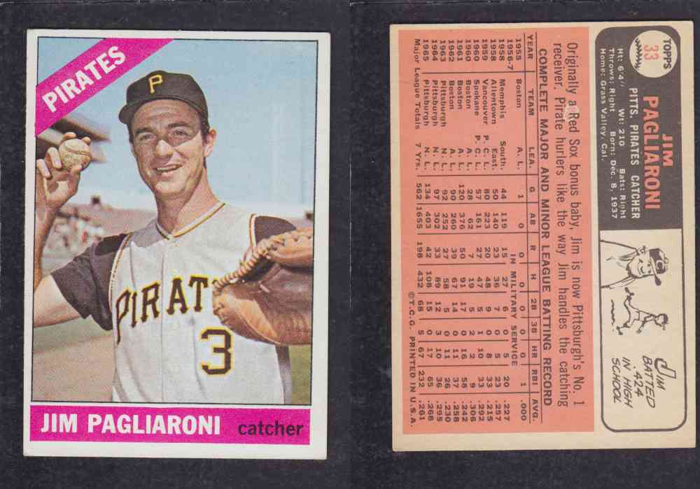 1966  TOPPS BASEBALL CARD  #33  J. PAGLIARONI photo