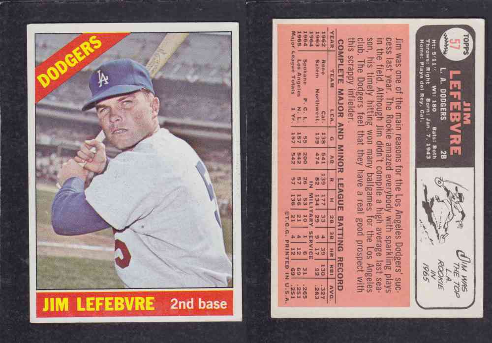 1966  TOPPS BASEBALL CARD  #57  J. LEFEBVRE photo