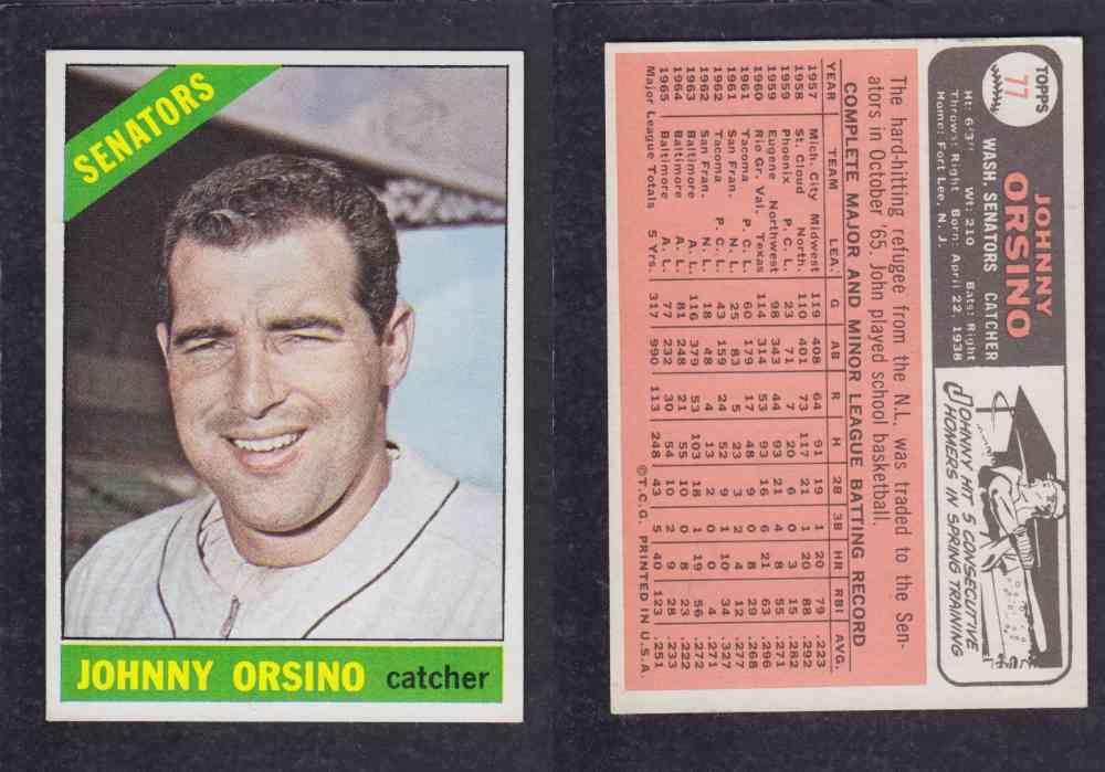 1966  TOPPS BASEBALL CARD  #77  J. ORSINO photo