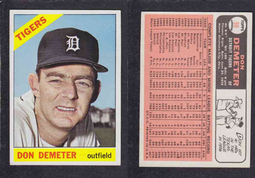 1966  TOPPS BASEBALL CARD  #98  D. DEMETER photo