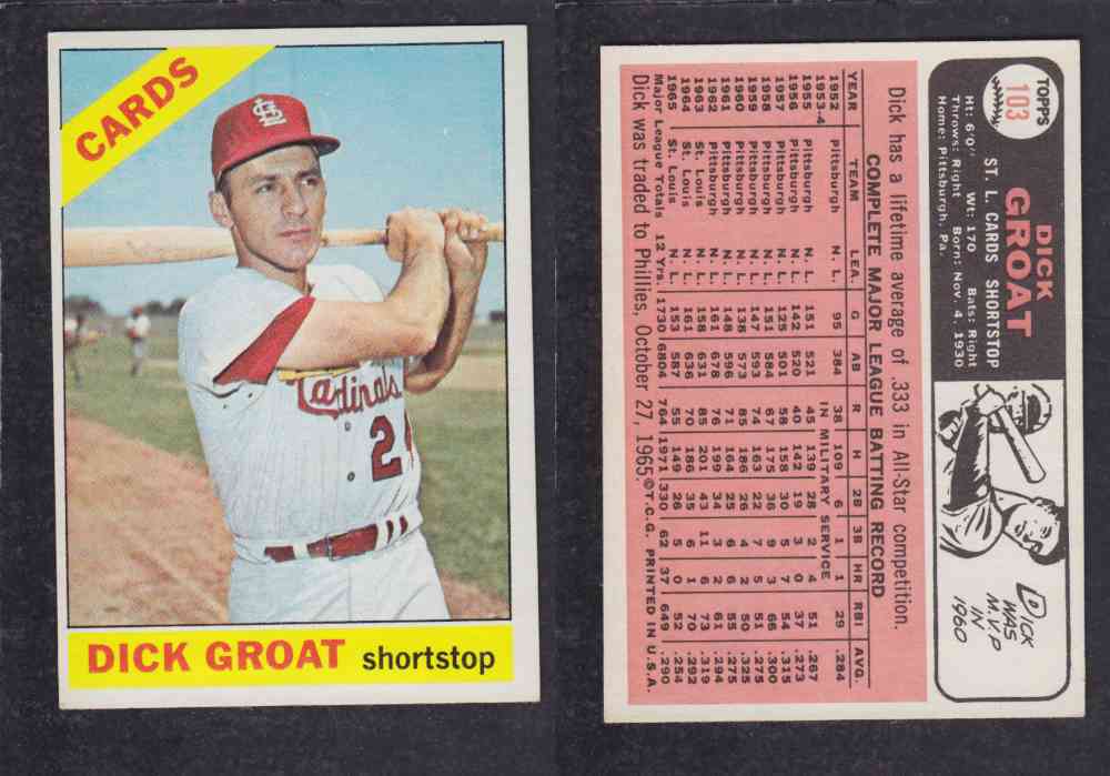 1966  TOPPS BASEBALL CARD  #103  D. GROAT photo