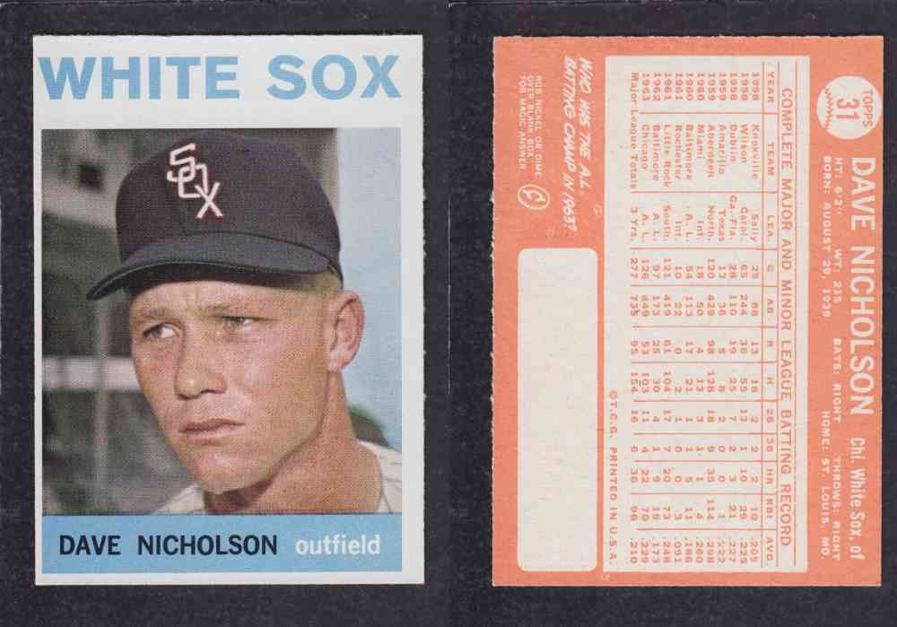 1964  TOPPS BASEBALL CARD  #31  D. NICHOLSON photo