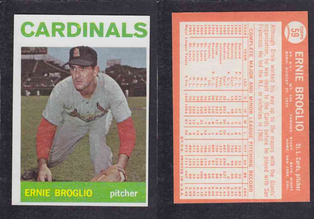 1964  TOPPS BASEBALL CARD  #59  E. BROGLIO photo