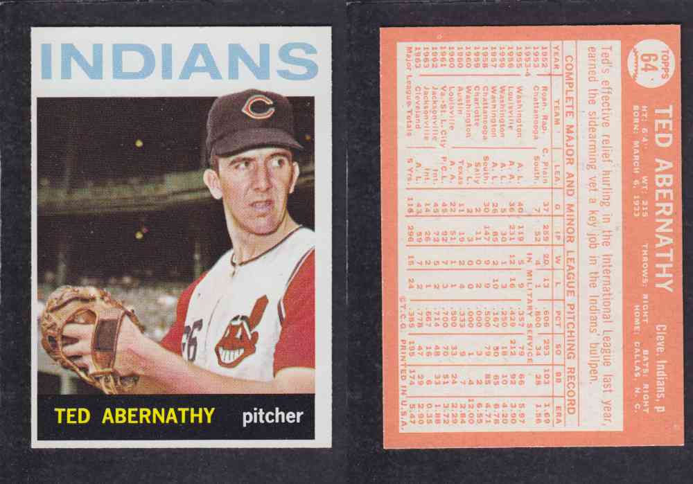 1964  TOPPS BASEBALL CARD  #64  T. ABERNATHY photo